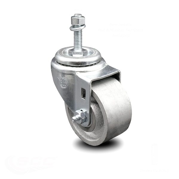 3 Inch Semi Steel Wheel Swivel 10mm Threaded Stem Caster